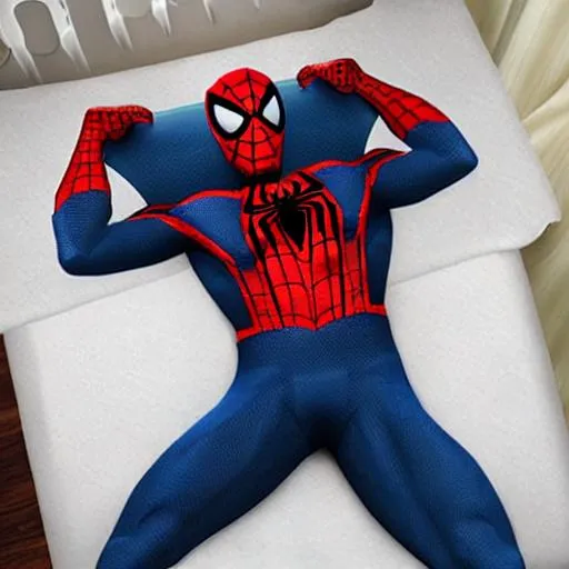 Prompt: spider man in bed