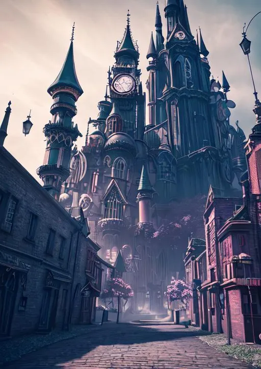 Prompt: background, Wonderland, Lewis Carroll, urban fantasy, thriller, urban city, urban decay, 8k, academic art gothic art #film medium shot sharp focus Cinema 4D, cel-shaded, hyperdetailed, elaborate, mysterious, synesthesia, fantasycore, dark academia, no people, no men, no women