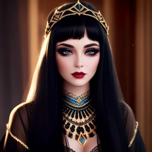Prompt: Lady with  full, long black hair, pretty and stylish makeup, cinematic light,  fantasy