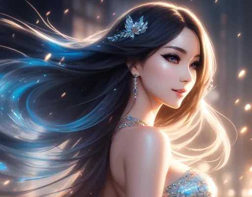 Prompt: splash art, by Greg rutkowski, hyper detailed perfect face,

beautiful kpop idol walking, full body, long legs, perfect body,

high-resolution cute face, perfect proportions,smiling, intricate hyperdetailed hair, light makeup, sparkling, highly detailed, intricate hyperdetailed shining eyes,  

Elegant, ethereal, graceful,

HDR, UHD, high res, 64k, cinematic lighting, special effects, hd octane render, professional photograph, studio lighting, trending on artstation