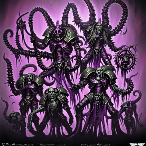 Prompt: Warhammer 40K Slaanesh, Lovecraft, H.R. Giger