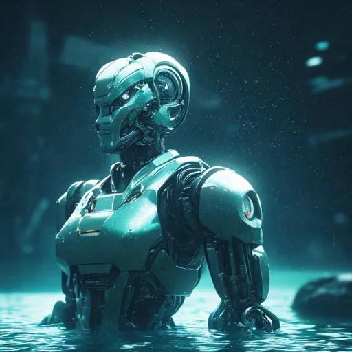 Prompt: robot, god light, cinematic look, octane render, under water, --wallpaper