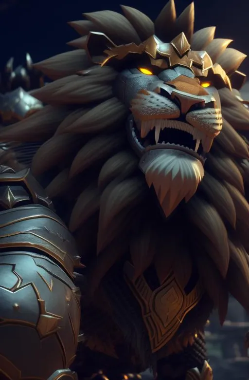 Prompt: Armored lion Warrior concepts - 3D Game Cinematic Feel, Epic 3D Videogame Graphics, Intricately Detailed, 8K Resolution, Dynamic Lighting, Unreal Engine 5, CryEngine, Trending on ArtStation, HDR, 3D Masterpiece, Unity Render, Perfect Composition
