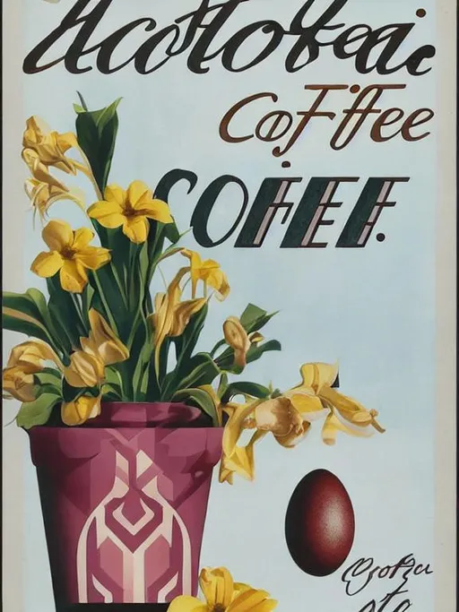 Prompt: Art deco, easter ad, coffee