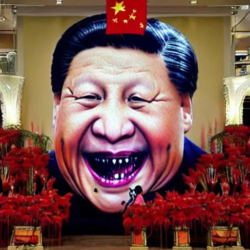 Prompt: xi jinping as a devil with giant horrifying fangs