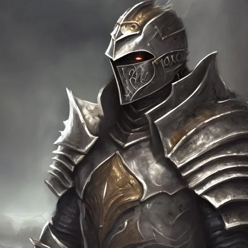 Prompt: realistic fantasy horror portrait of male fallen paladin in full plate armor