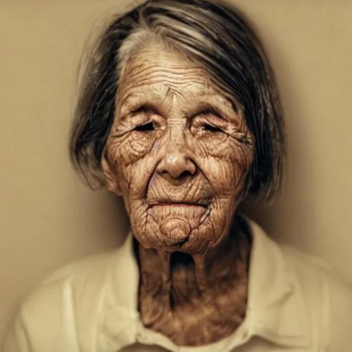 Elderly Woman With Wrinkles On Her Face