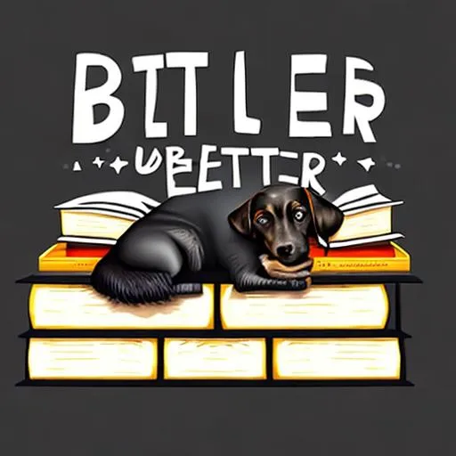 Tshirt design with text that says Life Is Better With Dogs And Books Black Background 3D Render