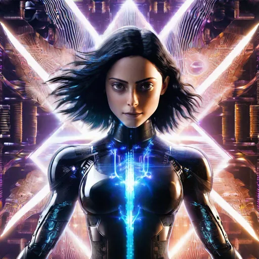 Prompt: ((Alita Battle Angel)) - ((Chromatic Electro-Plasma)) - ((Fractal))