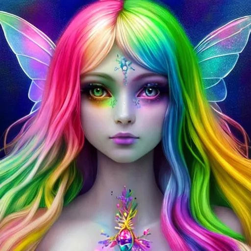 fairy goddess with rainbow colors, realistic, closeup | OpenArt