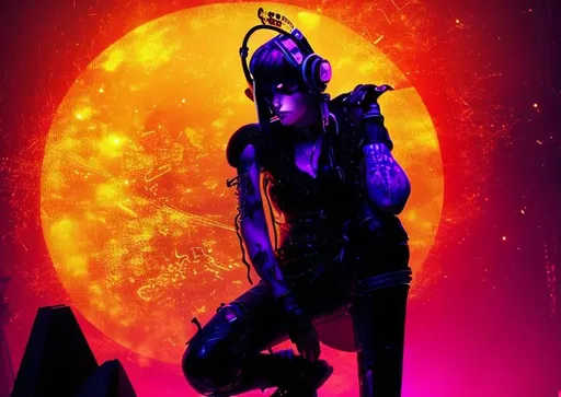 Prompt: a rock-singer, cyberpunk style