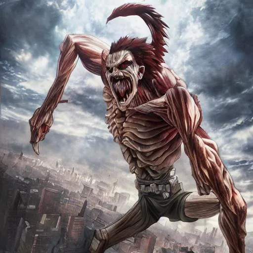 attack on titan concept art, titan form, detailed oi... | OpenArt