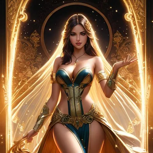 Prompt: eiza gonzalez, splash art by gaston bussiere, craig mullins, j. c. leyendecker, hyper detailed perfect face,  full body, long legs, perfect body, high-resolution cute face, perfect proportions, smiling, intricate hyperdetailed hair, light makeup, sparkling, highly detailed, intricate hyperdetailed shining eyes, ethereal,elegant, exquisite, graceful, delicate, intricate, hopeful, HDR, UHD, high res, 64k, cinematic lighting, special effects, hd octane render, professional photograph, studio lighting, trending on artstation
