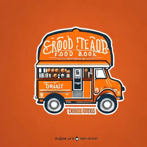Prompt: logo for a food truck that combines diverse culinary traditions to create fusion dishes that delight taste buds, in orange color, with white background