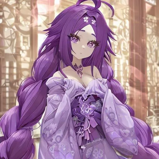 Prompt: anime eyes, beautiful intricate purple hair,  in Zero style,