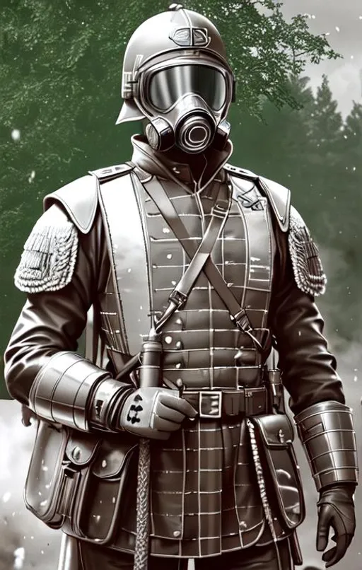 Prompt: German General  wearing a gasmask and goggles, Black and gray platearmor with  galea helmet of roman armor  WW1, white real color,  Hyperdetailed photorealism, 108 megapixels, amazing depth, powerful imagery, psychedelic Overtones, 3D finalrender, 3d shading, cinematic lighting, artstation concept art.