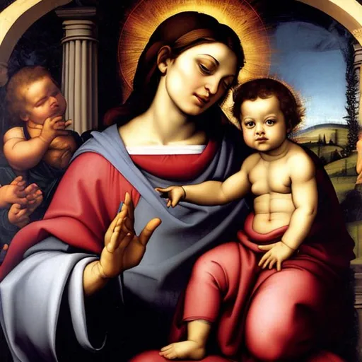 Prompt: Painting of Madonna by Raphael 

