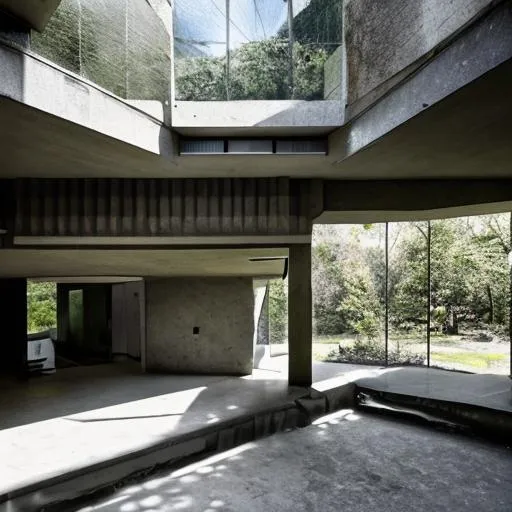 Prompt: brutalist architecture home. with lots of natural light