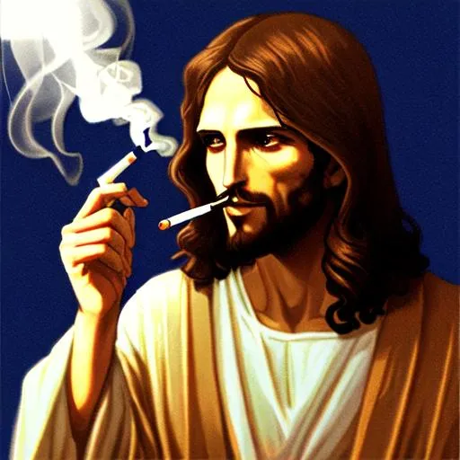 Jesus smoking cigarette holy icon renesance | OpenArt
