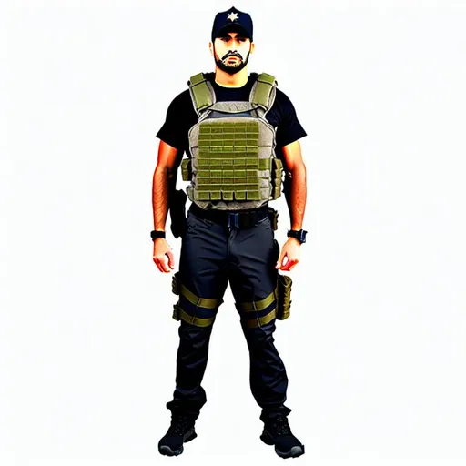 Prompt: Equip with an American UCP plate carrier. illustration, painting, drawing, art, sketch