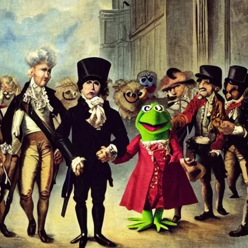 Prompt: Muppets in the french revolution fighting