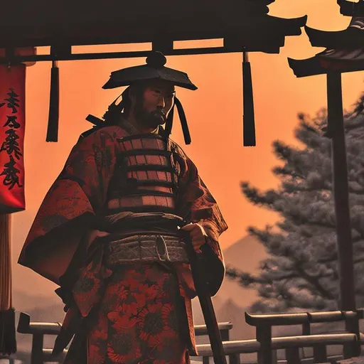 Prompt: Samurai in ancient japan, dramatic lighting