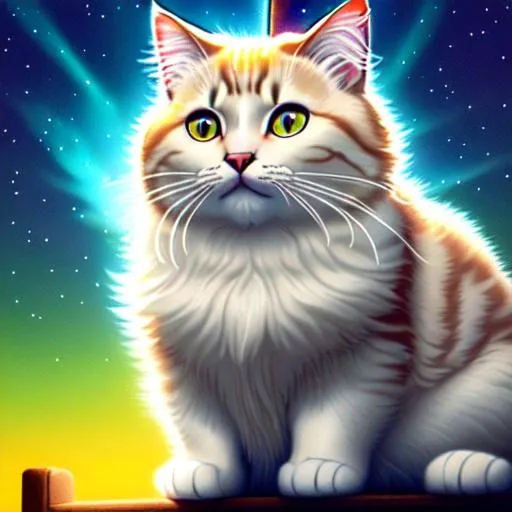 Prompt: Jesus Christ as a cat crucifixion,  he is an obese cat instead of a human.  pastel, glowing fluffy, silky, furry, backlit, warm tones, night-sky, moss, indigo, cream, coral, bone-white, photorealistic eyes, ornate, dynamic, volumetric lighting, hyper-realistic, cinematic, detailed, expressive, 4k UHD, immense detail, dramatic lighting, well lit, 8k, 

