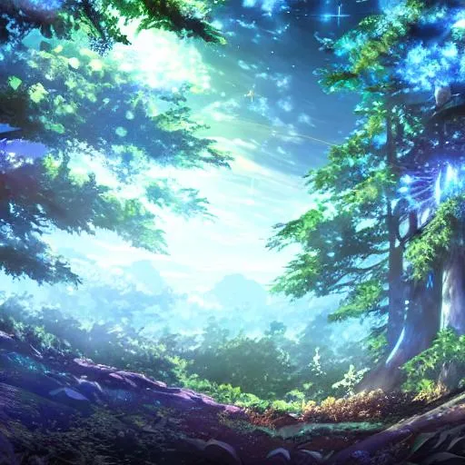 Prompt: Anime, high definition, 4k, detailed forest background, magical, planetary war, clourfull, wide scenary, 