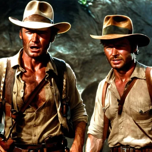 Prompt: Clint Eastwood and Indiana Jones