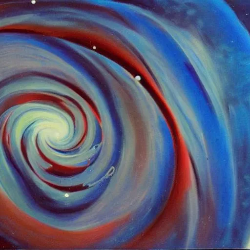 Prompt: The theory of the mobius a twist in the fabric of space time whatever happens will happen again plus blue cheese painting
