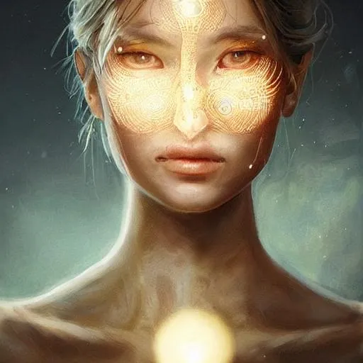 Prompt: Portrait of a light being, radiant, glowing light, filaments of light everywhere, intricate, cinematic lighting, highly detailed, digital painting, artstation, concept art, smooth, sharp focus, illustration, art by Artgerm and Greg Rutkowski, Cgsociety 
The eyes are teary and the face is covered with dirty, dust and mud