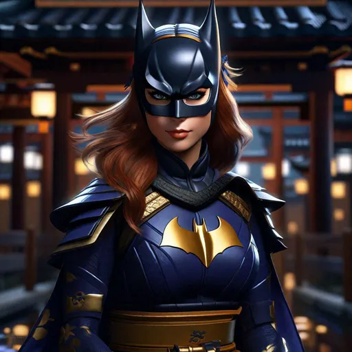 Prompt: Portrait of {Ninja Barbara Gordon Batgirl} in  {edo era Japan}, perfect composition, hyperrealistic, super detailed, 8k, high quality, trending art, trending on artstation, sharp focus, studio photo, intricate details, highly detailed,happy face, by greg rutkowski