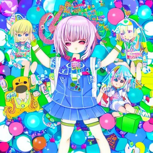 Prompt: welcome! thank you for being here! your prompt is to represent the entire community of decora kei in one photo!