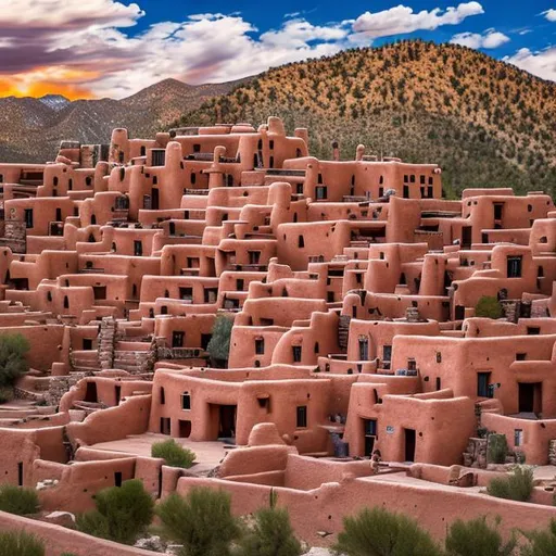 Prompt: long shot scenic professional photograph of {taos Pakistani Pueblo}, perfect viewpoint, highly detailed, wide-angle lens, hyper realistic, with dramatic sky, polarizing filter, natural lighting, vivid colors, everything in sharp focus, HDR, UHD, 64K