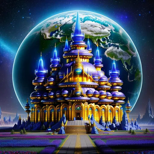 Prompt: Mystical Kingdom of Shambala, heaven inside the centre of the Earth, dominated by futuristic and  sci-fi style of architecture {ultra-detailed Sci-Fi temples, exquisite palaces and buildings, space craft, opal made, ultra Crystal Spheres, HQ, futuristic style} high tech design, high-detailed and hyper-detailed landscape and background, professional photography, digital art masterpiece, award winning image composition, 
Ultra HD 512K, HDR Octane 3D, Unreal Engine 5, CryEngine, Behance 4D Cinema, clarity, harmony, order, proportions, rhythm, axis, hierarchy, symmetry.