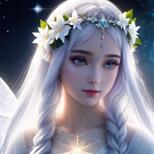 A beautiful angel woman with magical flowing hair in... | OpenArt
