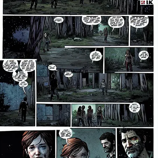 The last of us comics 4k, ellie in DC-style panels