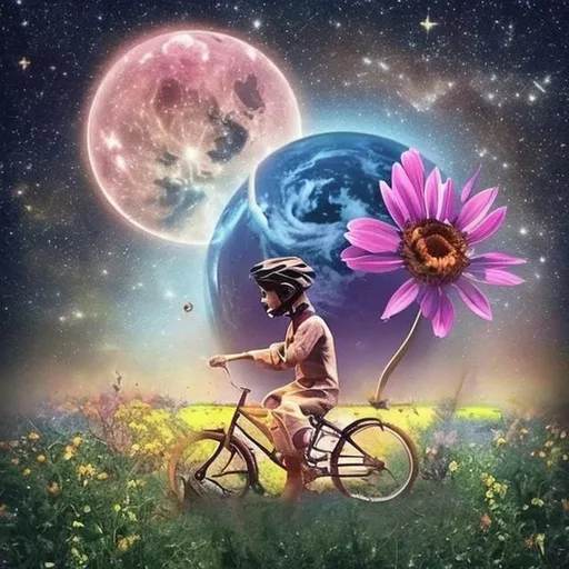 Prompt: Are you from earth, show me a flower if yes and a bike if no