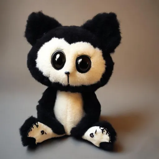 Stuffed animal in the style of Tim Burton