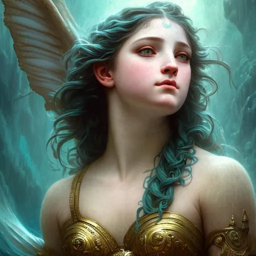 Prompt: Fantasy, Epic, cinematic, 3D, HD, {female}Sea Nymph, ultra detailed full body artistic photography, detailed gorgeous face, Beautiful big {moon-shaped}reflective eyes, long flowing turquoise hair, full moon background,  Gorgeous detailed face, shadows, brush strokes, ultra sharp focus, William-Adolphe Bouguereau, golden ratio, intricate, cinematic character render, hyper realistic, 64K 