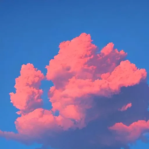 Prompt: red nimbus clouds in a deep blue sky background, gloom effect, 