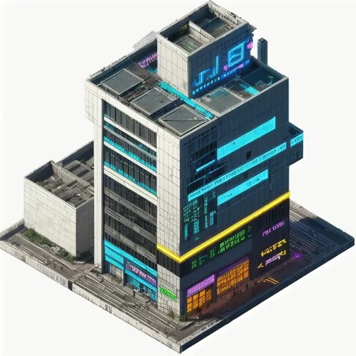 Prompt: A high tech neon cyberpunk version of this building 