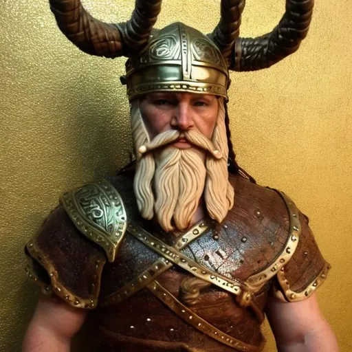 Prompt: viking in gold  front view 