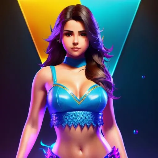 Prompt: 3D Render, , unreal engine, fantastical, splash screen, complementary colors, fantasy concept art, 8k resolution, deviantart masterpiece, splash arts, ultra details,  look like Selena Gomez 