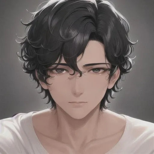 Anime boy with short curly hair