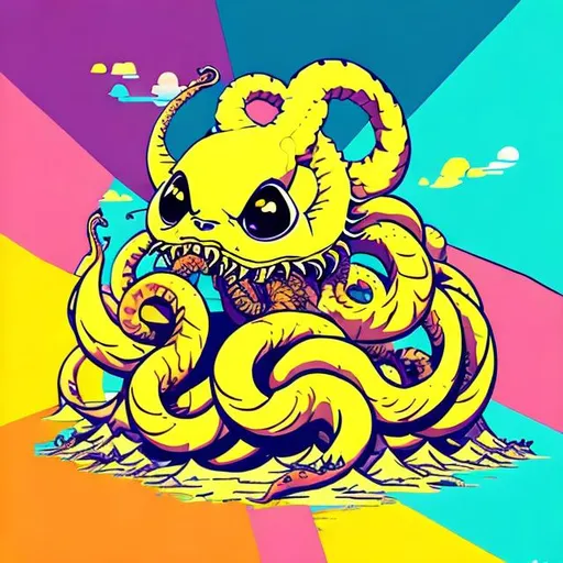 Prompt: Sand  Kraken Cute Anime WPAP pop art