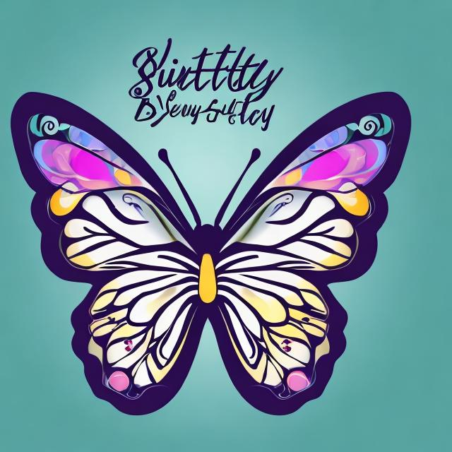 Butterfly with beauty life caption with graphic design t shirt logo