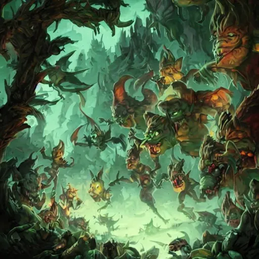 Prompt: goblin horde being chased by warrior fairies
