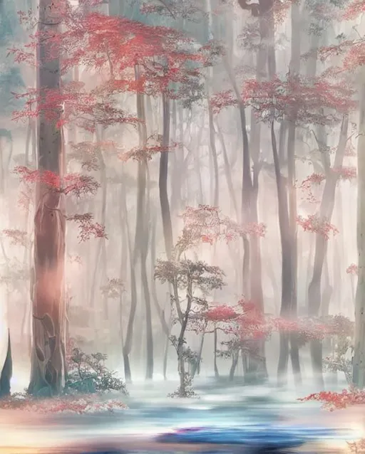 Prompt: muted colors forest, dreamy, each tree is different and unique. masterpiece, real, digital, ultra realistic, hyperdetailed, iridescent reflection, cinematic light, movie volumetric lighting maximalist photo illustration 4k, resolution high res intricately detailed complex, soft focus, realistic, heroic, fantasy art, clean art, professional, colorful, rich deep color, concept art, CGI winning award, UHD, HDR, 8K, RPG, UHD render, HDR render, 3D render cinema 4D