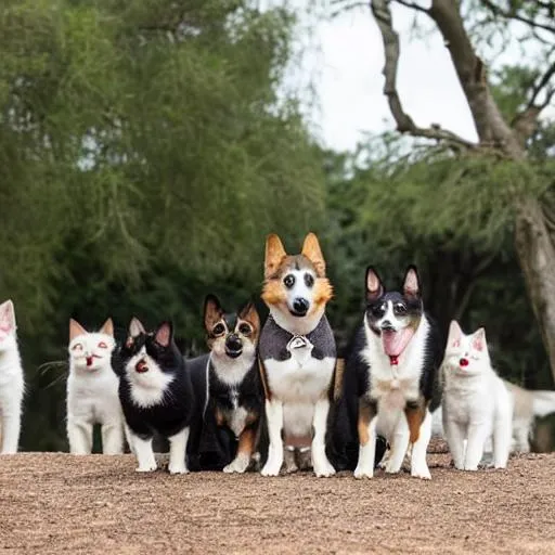 Prompt: dog cat farm